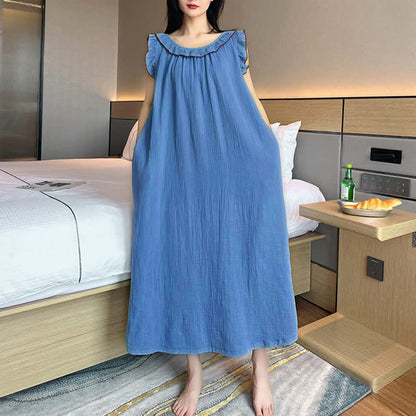 Ownkoti Plus Size Minimalist Cotton Ruffle Sleeveless Nightgown - image 18