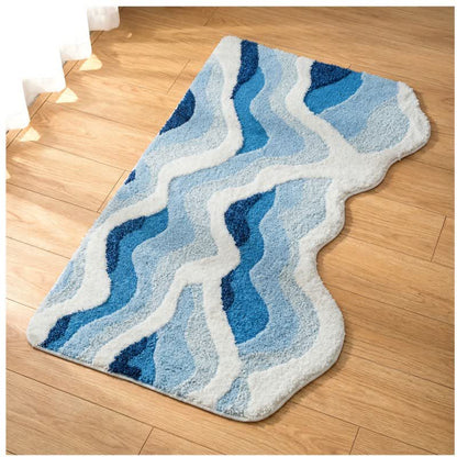 Ownkoti 3D Coastal Wave Flocked Rug - image 2