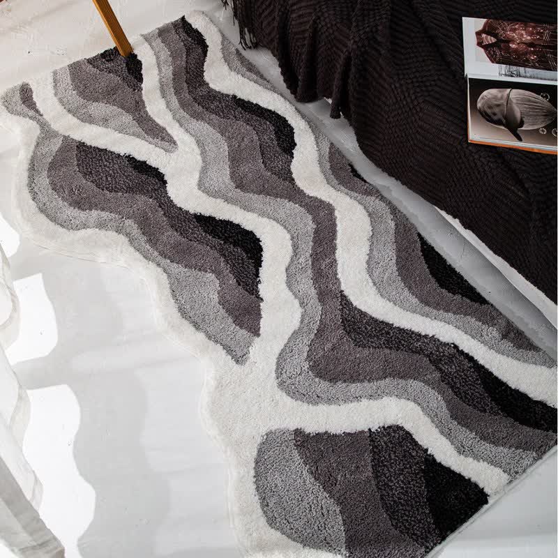 Ownkoti 3D Coastal Wave Flocked Rug - Gray - 31"W x 63"L - image 5