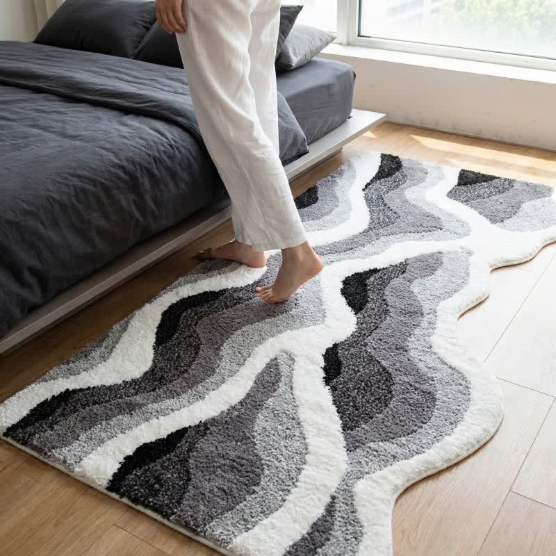 Ownkoti 3D Coastal Wave Flocked Rug - image 6