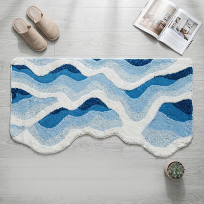 Ownkoti 3D Coastal Wave Flocked Rug - image 4