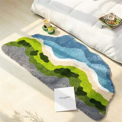 Ownkoti Artistic Wave Irregular Flocked Rug - 31"W x 63"L - image 0
