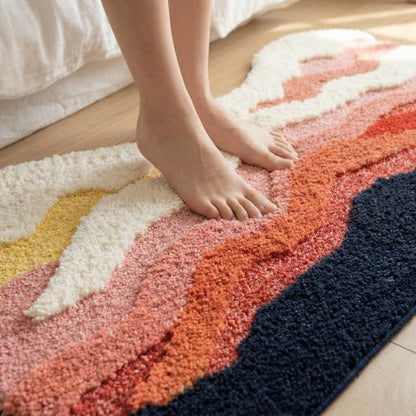 Ownkoti Abstract Wave Shaped Flocked Rug - image 2