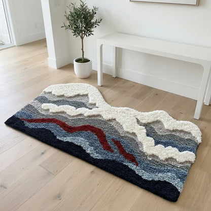 Ownkoti Abstract Wave Shaped Flocked Rug - image 8