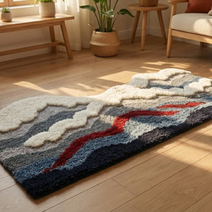 Ownkoti Abstract Wave Shaped Flocked Rug - image 7