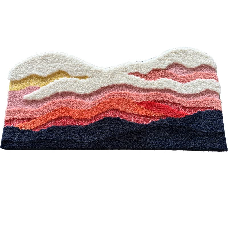Ownkoti Abstract Wave Shaped Flocked Rug - image 3