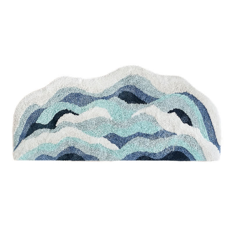 OwnkotiOcean-Inspired Wave Shaped Flocked Rug - image 6