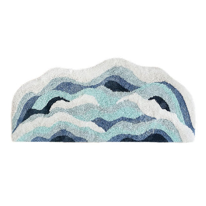 OwnkotiOcean-Inspired Wave Shaped Flocked Rug - image 6