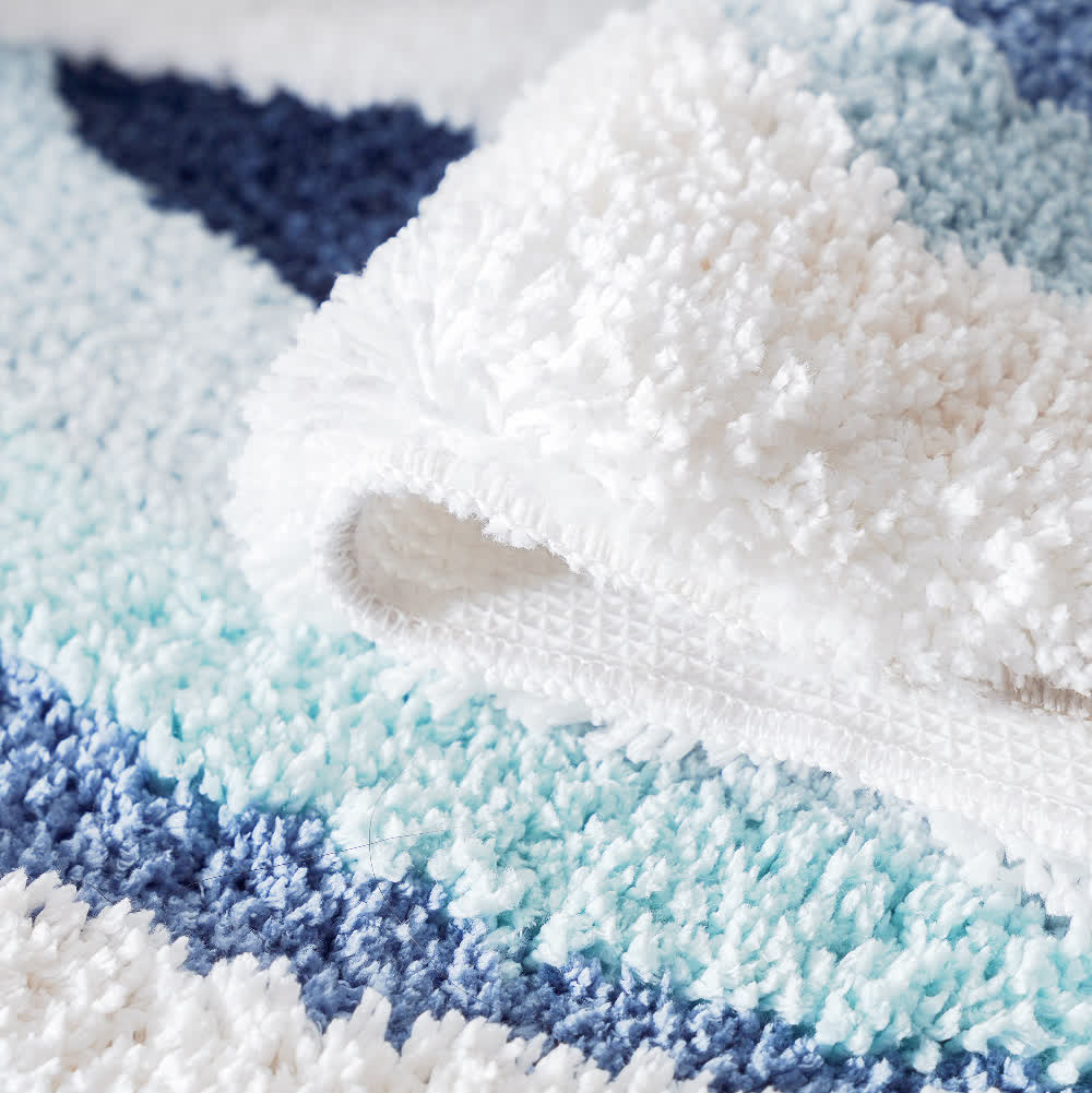 OwnkotiOcean-Inspired Wave Shaped Flocked Rug - image 5