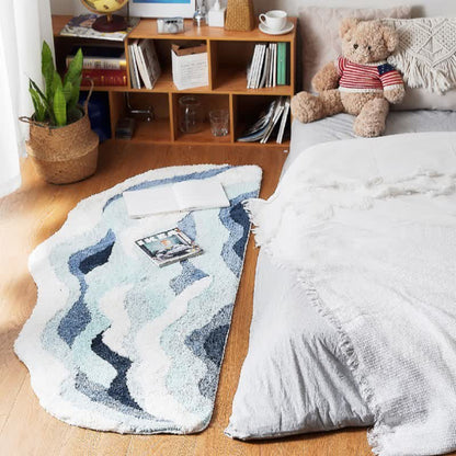 OwnkotiOcean-Inspired Wave Shaped Flocked Rug - image 1