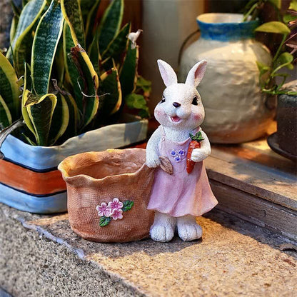Ownkoti Resin Bunny Garden Succulent Planter Pot - Female White Rabbit - 2PCS - 8"H - image 5