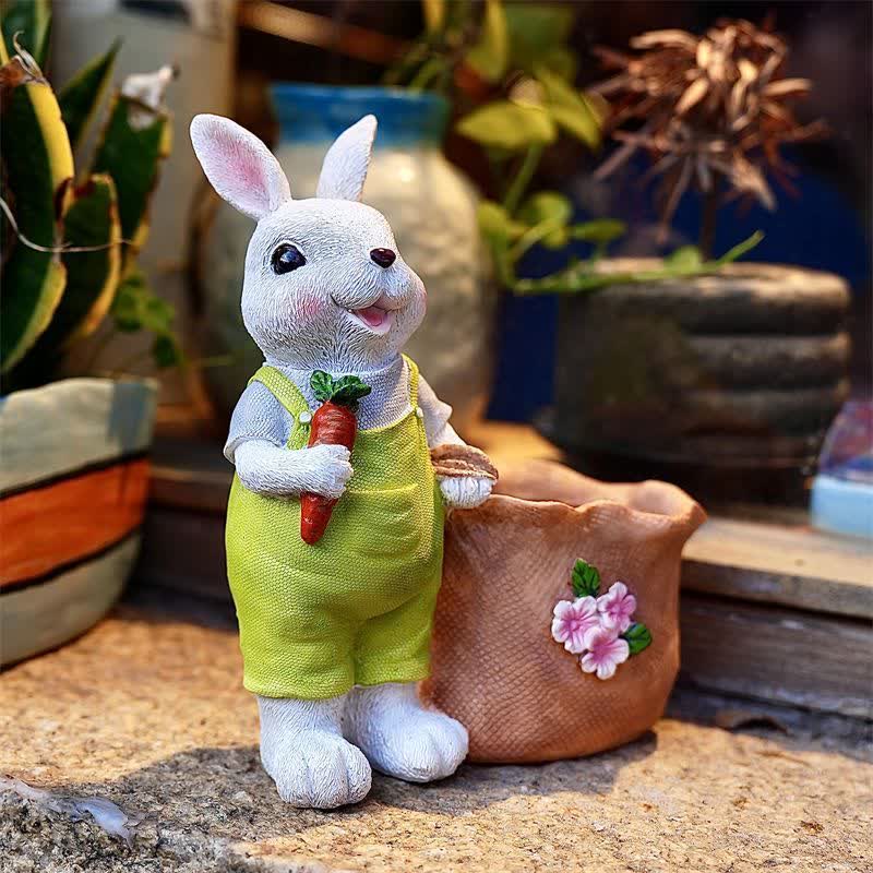 Ownkoti Resin Bunny Garden Succulent Planter Pot - Male White Rabbit - 2PCS - 8"H - image 15