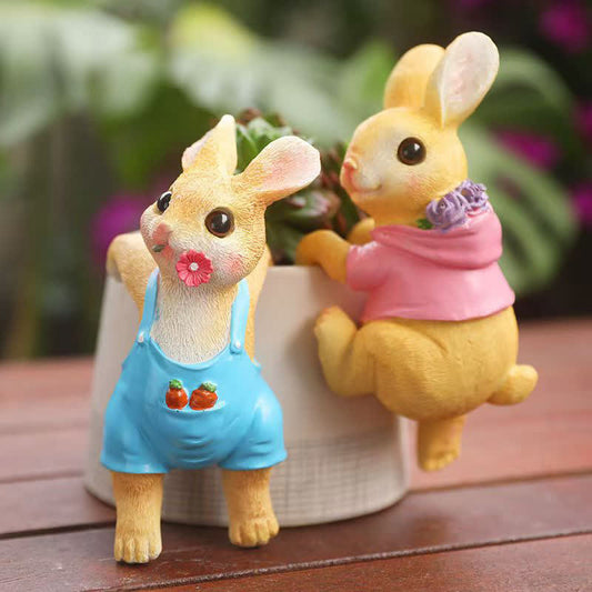 Ownkoti Whimsical Resin Bunny Pot Climbers Set - 4 Sets - image 0