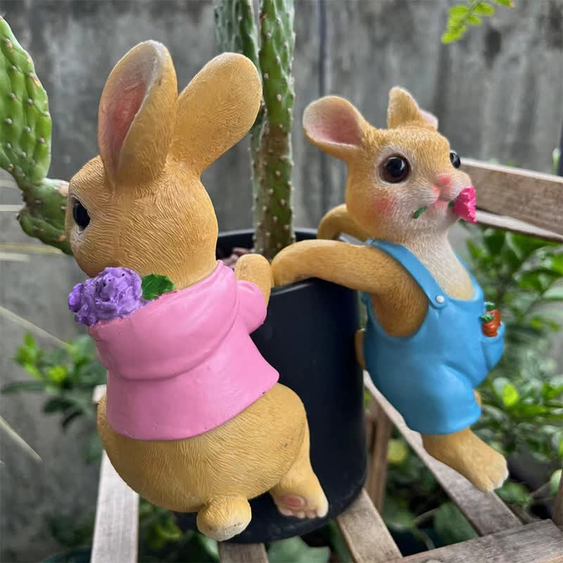 Ownkoti Whimsical Resin Bunny Pot Climbers Set - image 2