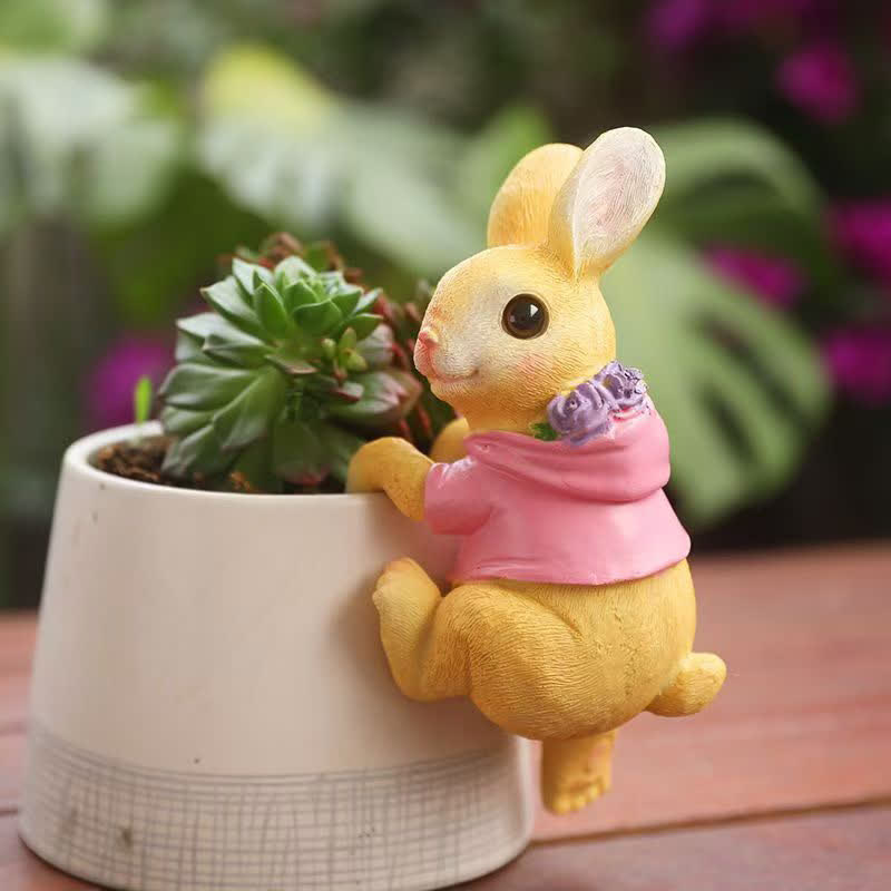 Ownkoti Whimsical Resin Bunny Pot Climbers Set - image 10