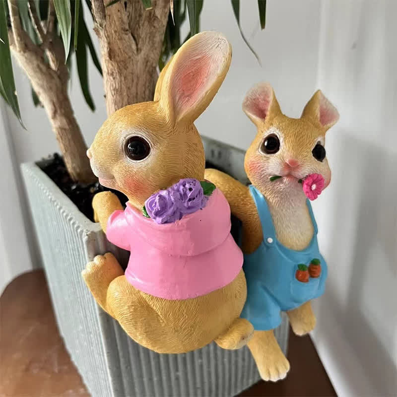 Ownkoti Whimsical Resin Bunny Pot Climbers Set - image 5