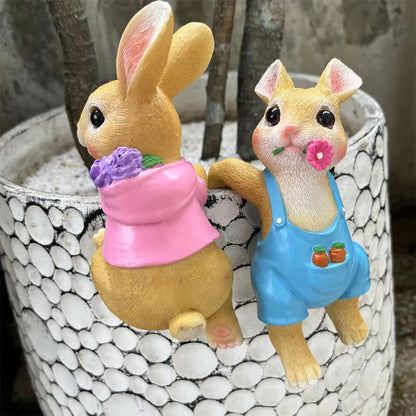 Ownkoti Whimsical Resin Bunny Pot Climbers Set - image 3