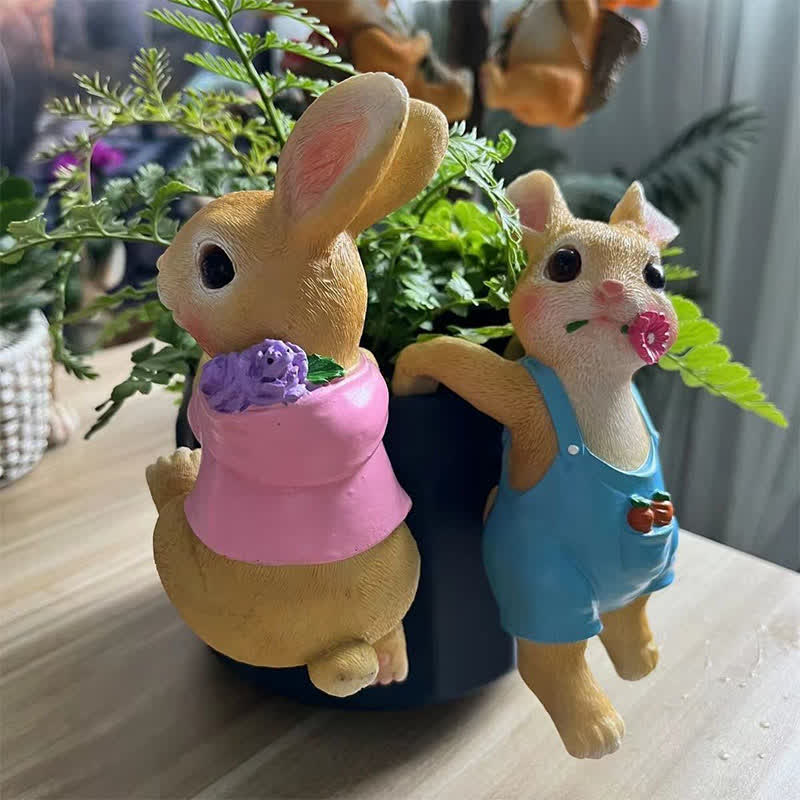 Ownkoti Whimsical Resin Bunny Pot Climbers Set - image 1