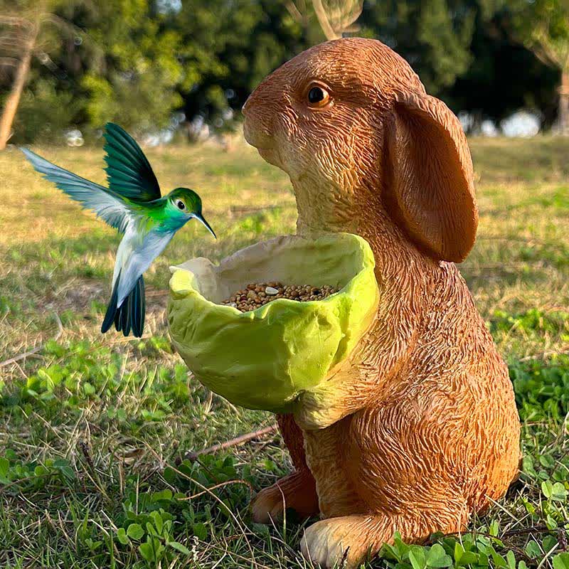 Ownkoti Resin Rabbit Bird Garden Feeder Statue - 4PCS - image 0