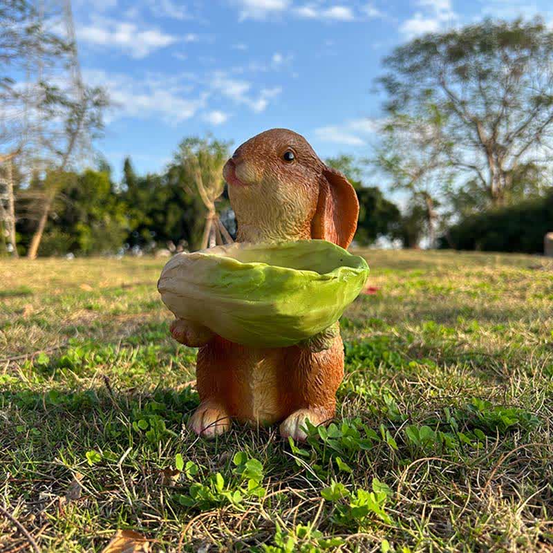 Ownkoti Resin Rabbit Bird Garden Feeder Statue - image 1