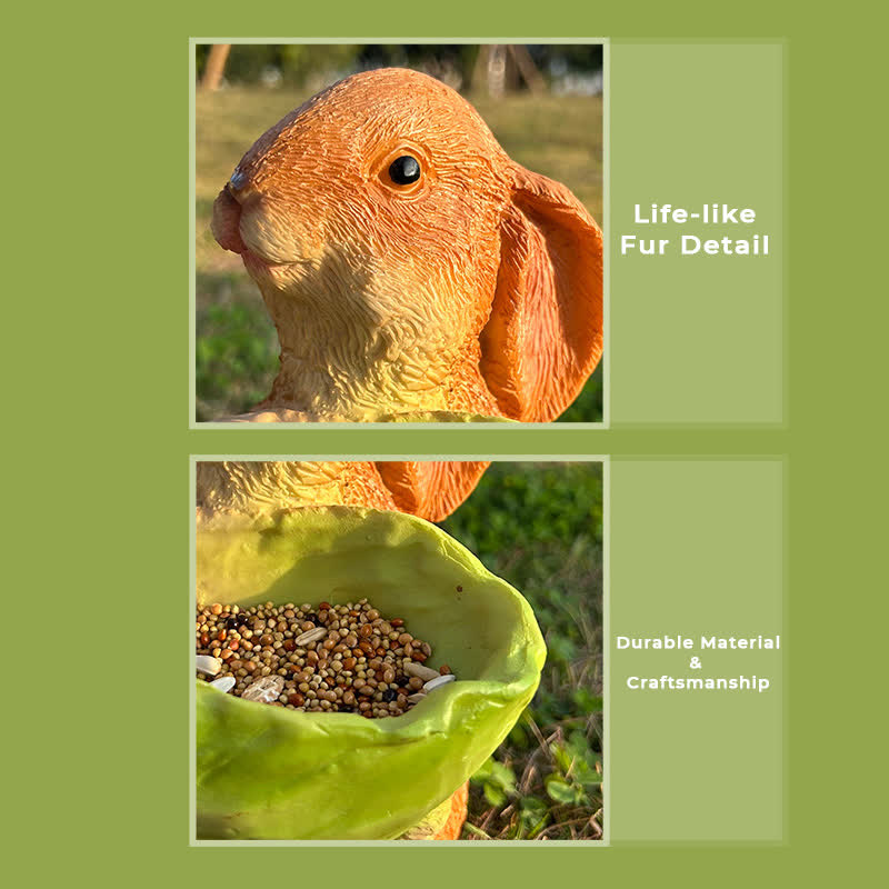 Ownkoti Resin Rabbit Bird Garden Feeder Statue - image 4