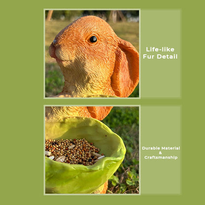 Ownkoti Resin Rabbit Bird Garden Feeder Statue - image 4