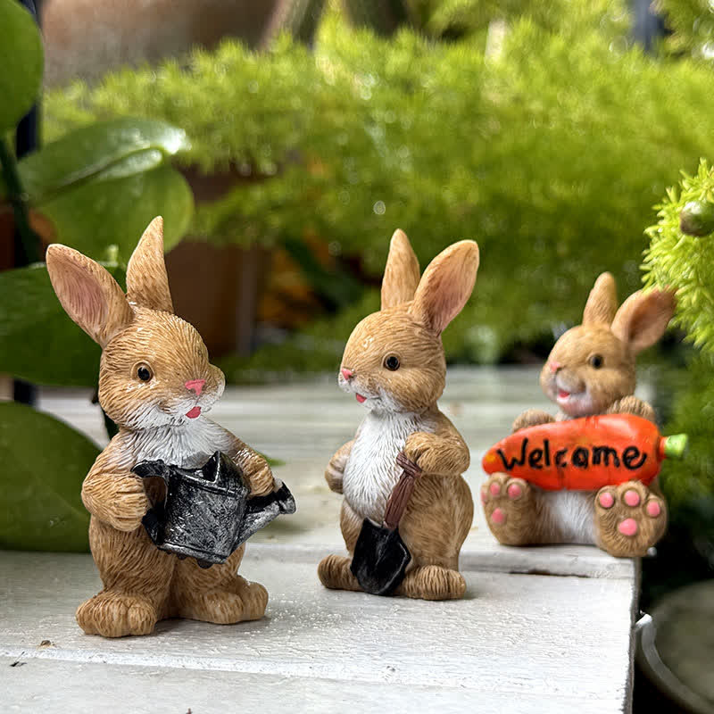 Ownkoti 3PCS Miniature Gardening Bunny Figurines - 4 Sets - image 0