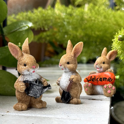 Ownkoti 3PCS Miniature Gardening Bunny Figurines - 4 Sets - image 0