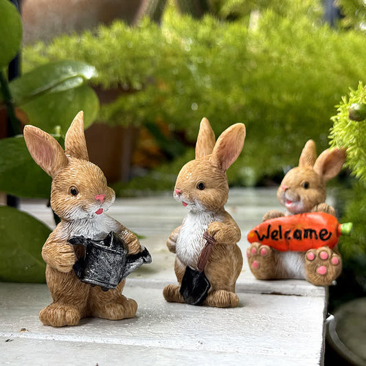 Ownkoti 3PCS Miniature Gardening Bunny Figurines - 4 Sets - image 0