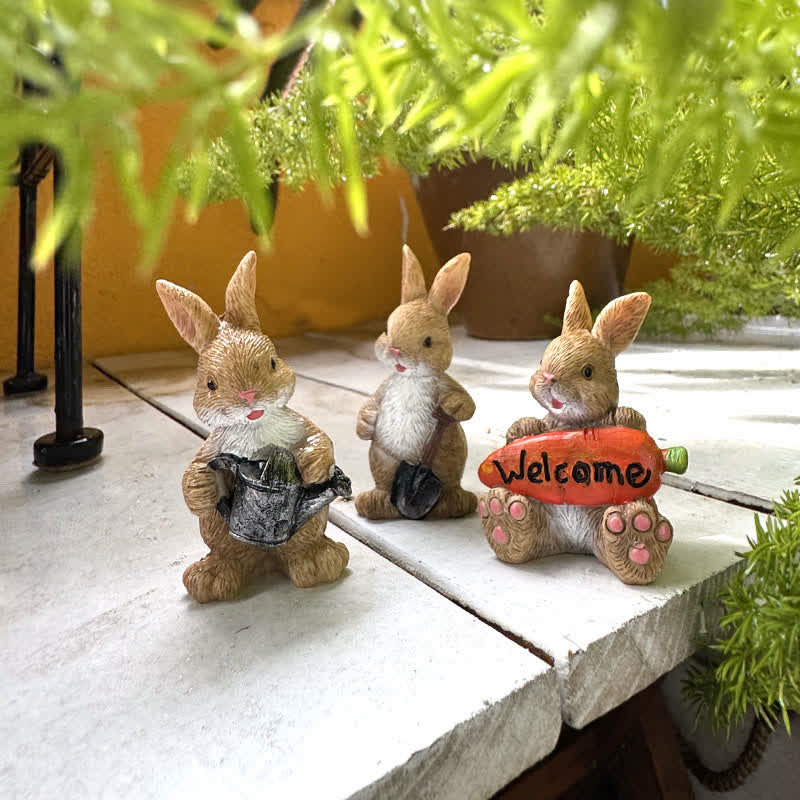 Ownkoti 3PCS Miniature Gardening Bunny Figurines - image 1