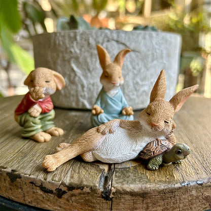 Ownkoti 3PCS Miniature Rabbit Resin Garden Sculptures - 4 Sets - image 0