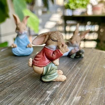 Ownkoti 3PCS Miniature Rabbit Resin Garden Sculptures - image 2