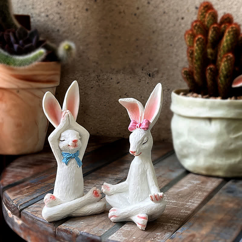 Ownkoti Resin Yoga Rabbit Garden Sculptures Set - 4 Sets - image 0
