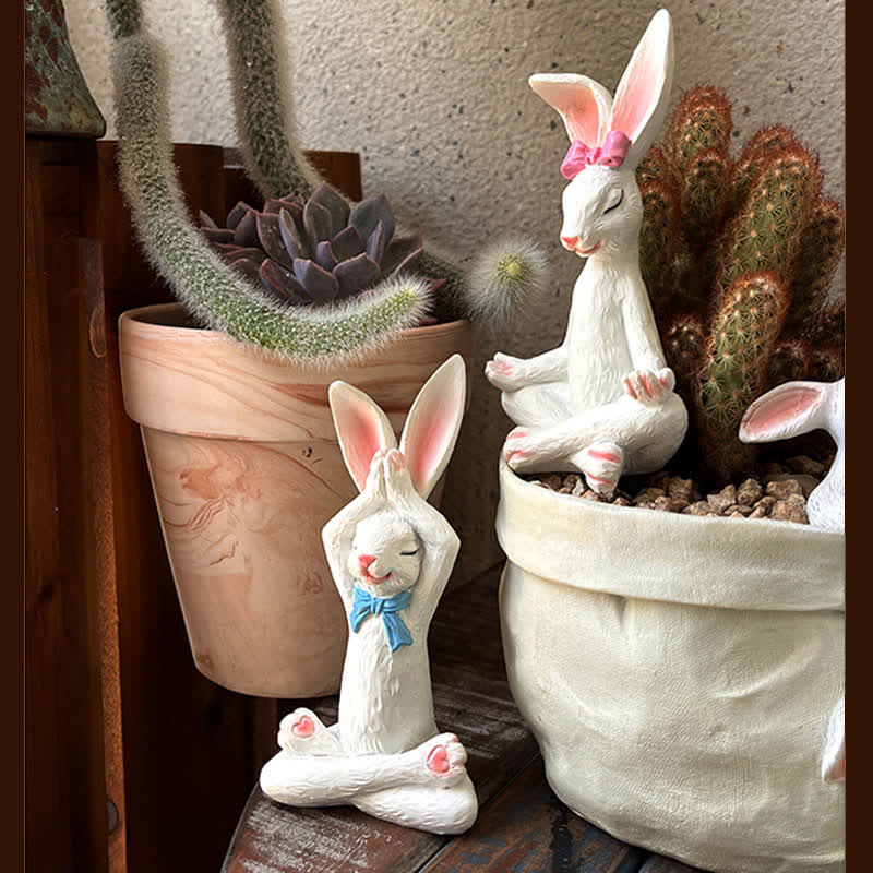 Ownkoti Resin Yoga Rabbit Garden Sculptures Set - image 3