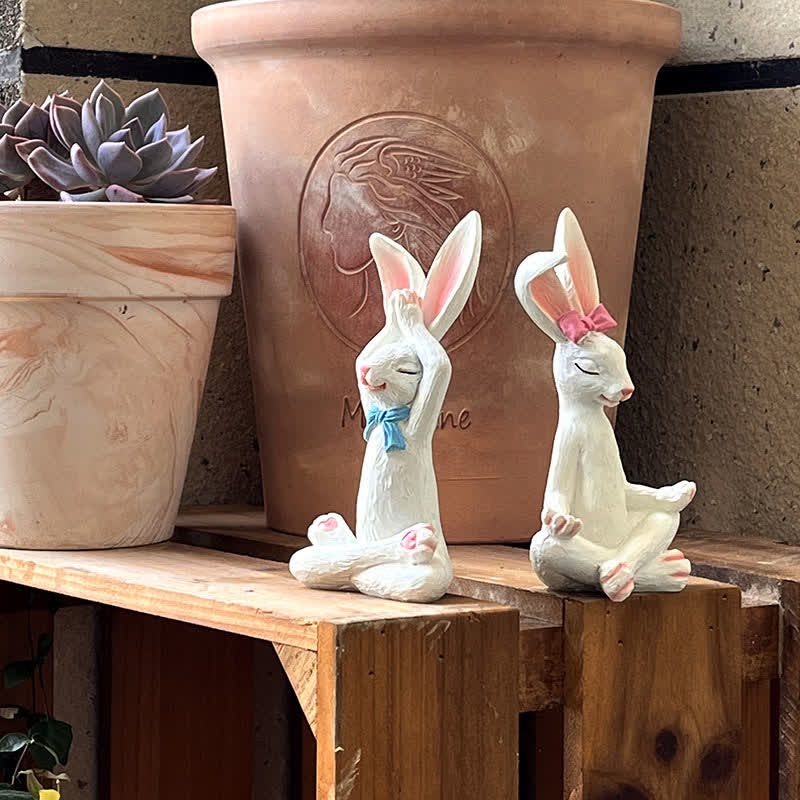 Ownkoti Resin Yoga Rabbit Garden Sculptures Set - image 1