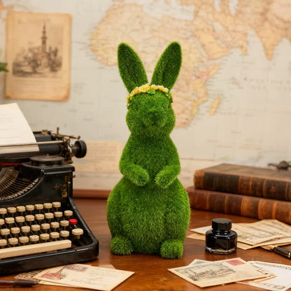 Ownkoti Rabbit Figurine with Green Flower Crown - image 5