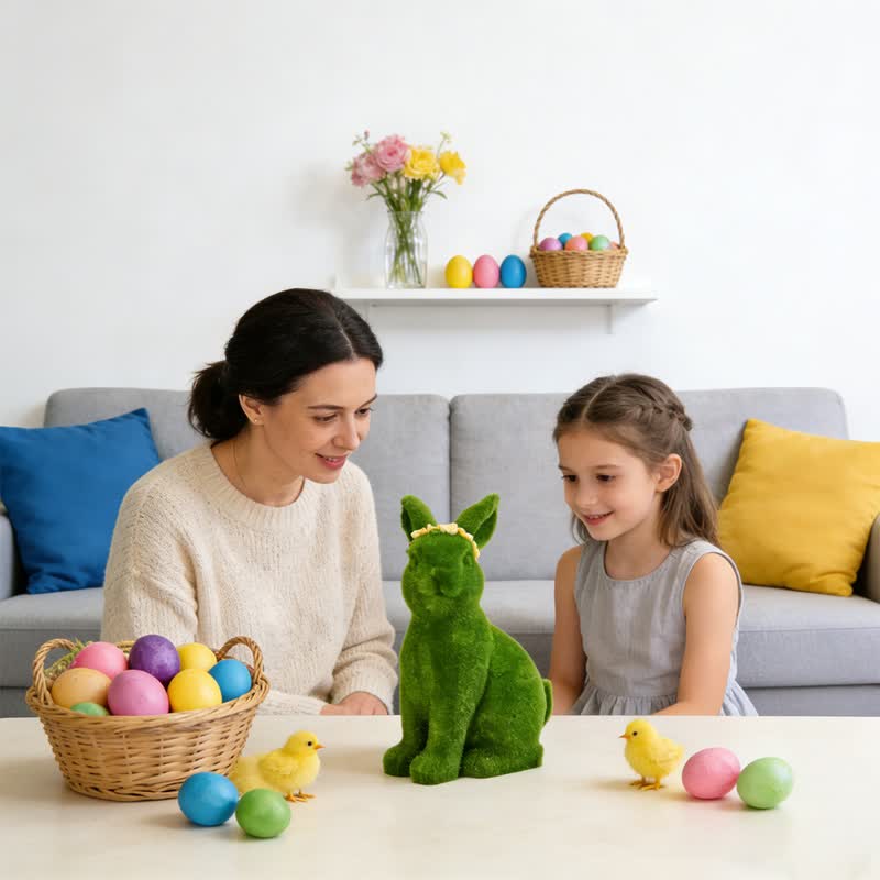 Ownkoti Rabbit Figurine with Green Flower Crown - image 9