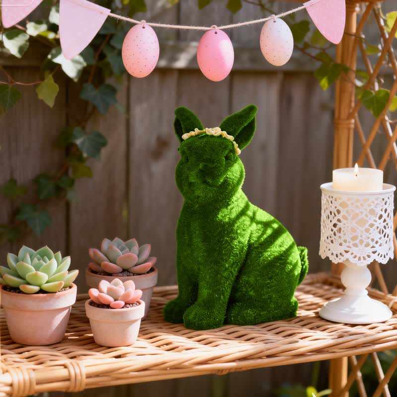 Ownkoti Rabbit Figurine with Green Flower Crown - image 13