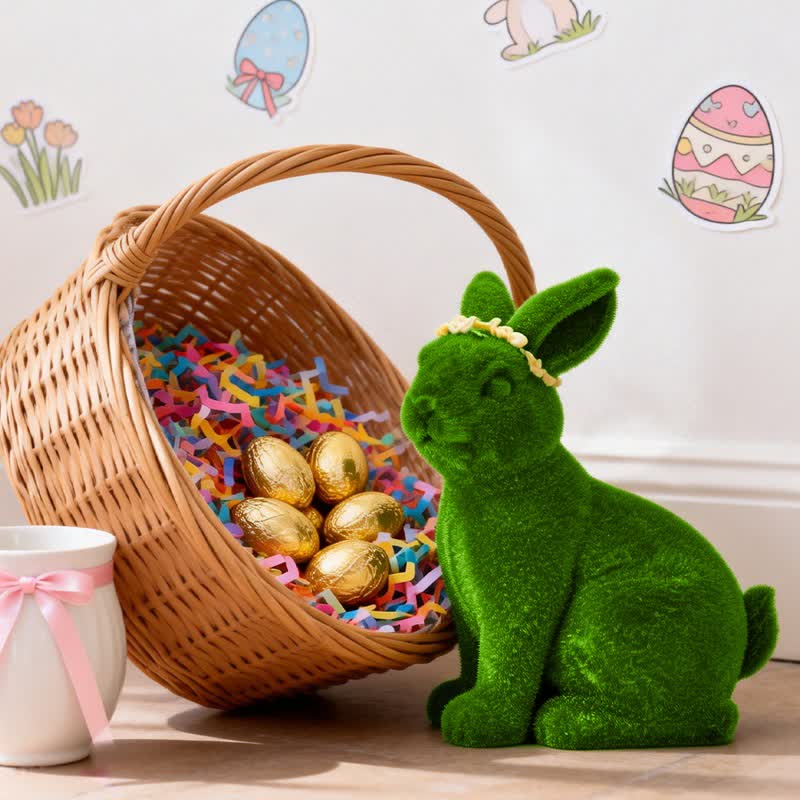 Ownkoti Rabbit Figurine with Green Flower Crown - image 10