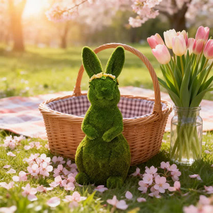 Ownkoti Rabbit Figurine with Green Flower Crown - image 6