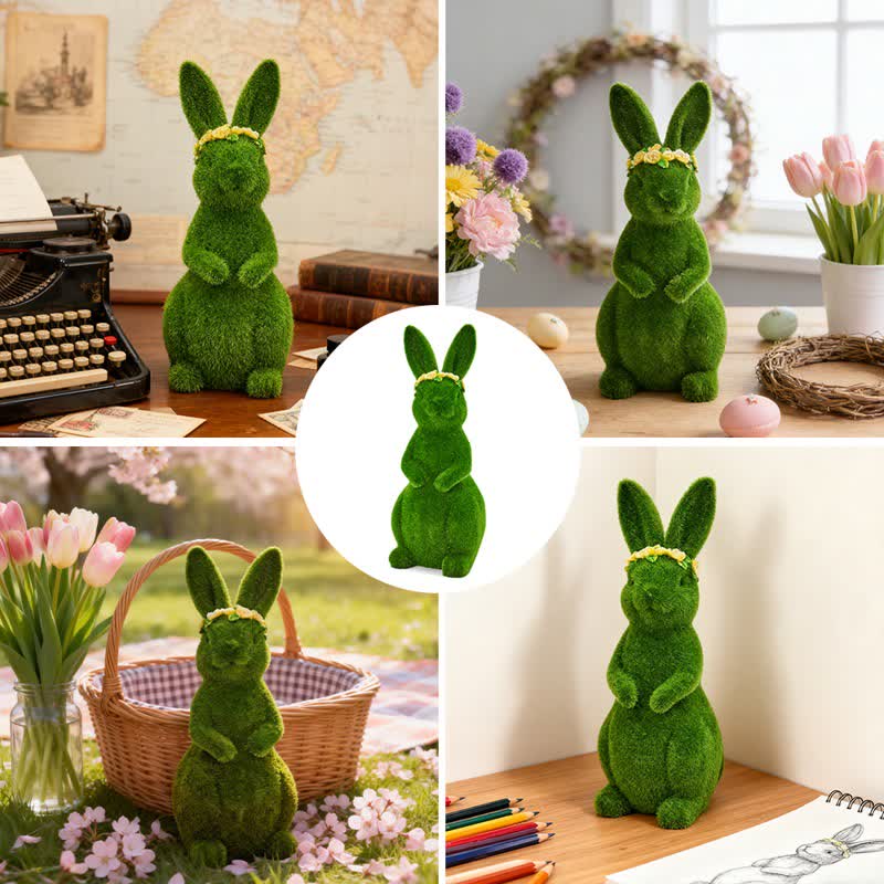 Ownkoti Rabbit Figurine with Green Flower Crown - image 7