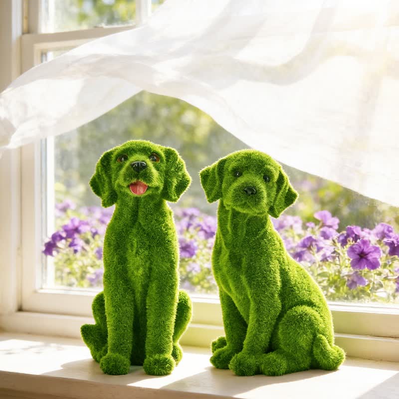 Ownkoti Green Flocked Dog Garden Figurine - image 0