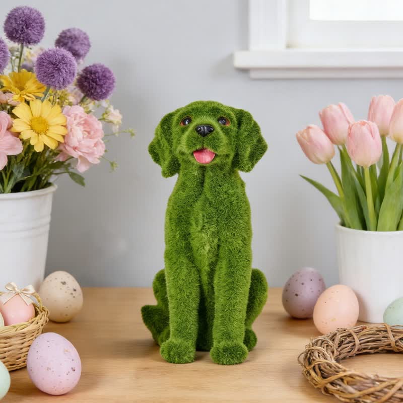 Ownkoti Green Flocked Dog Garden Figurine - image 3