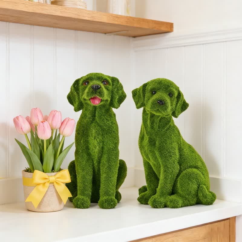 Ownkoti Green Flocked Dog Garden Figurine - image 2