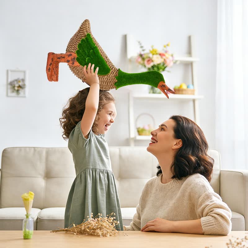 Ownkoti Faux Rattan Flocked Duck Garden Figurine - image 9