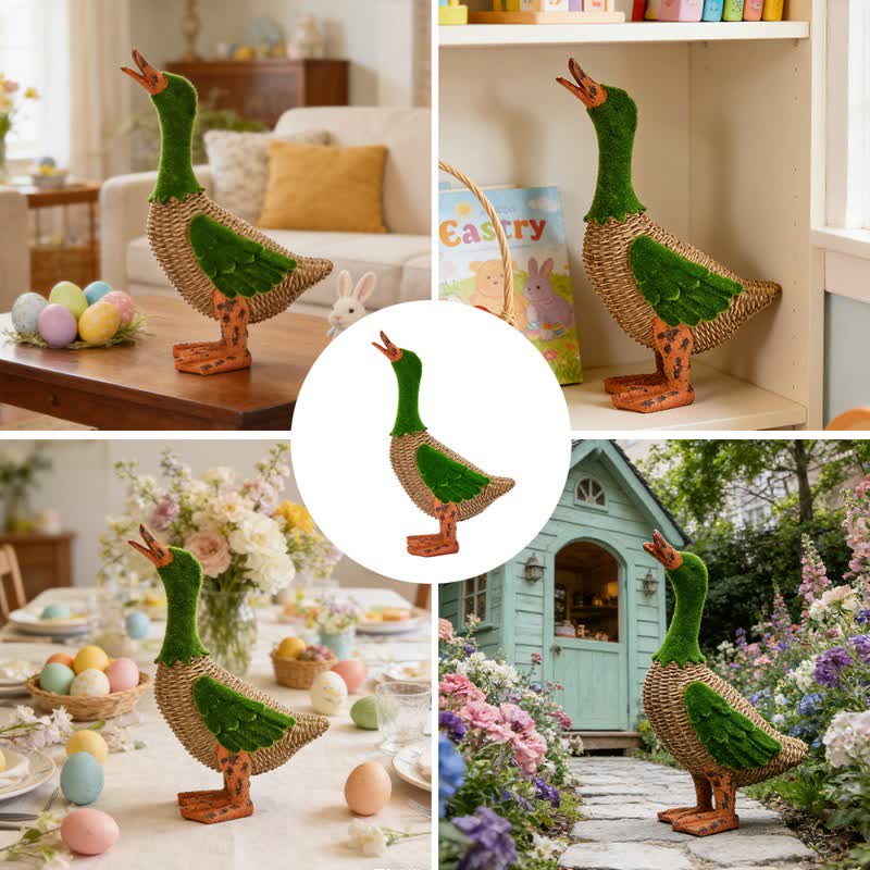 Ownkoti Faux Rattan Flocked Duck Garden Figurine - image 13