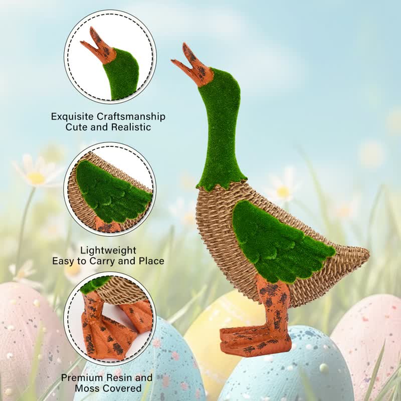 Ownkoti Faux Rattan Flocked Duck Garden Figurine - image 12