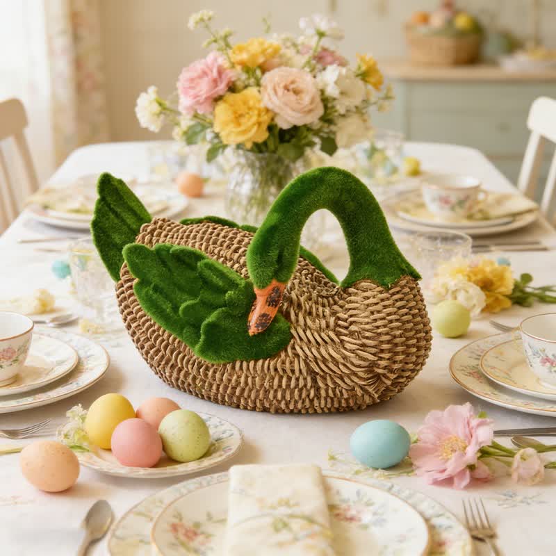 Ownkoti Faux Rattan Flocked Duck Garden Figurine - image 17