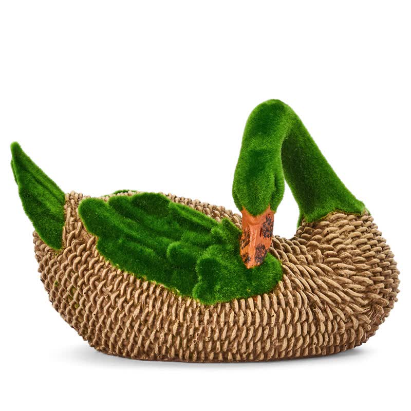 Ownkoti Faux Rattan Flocked Duck Garden Figurine - image 24