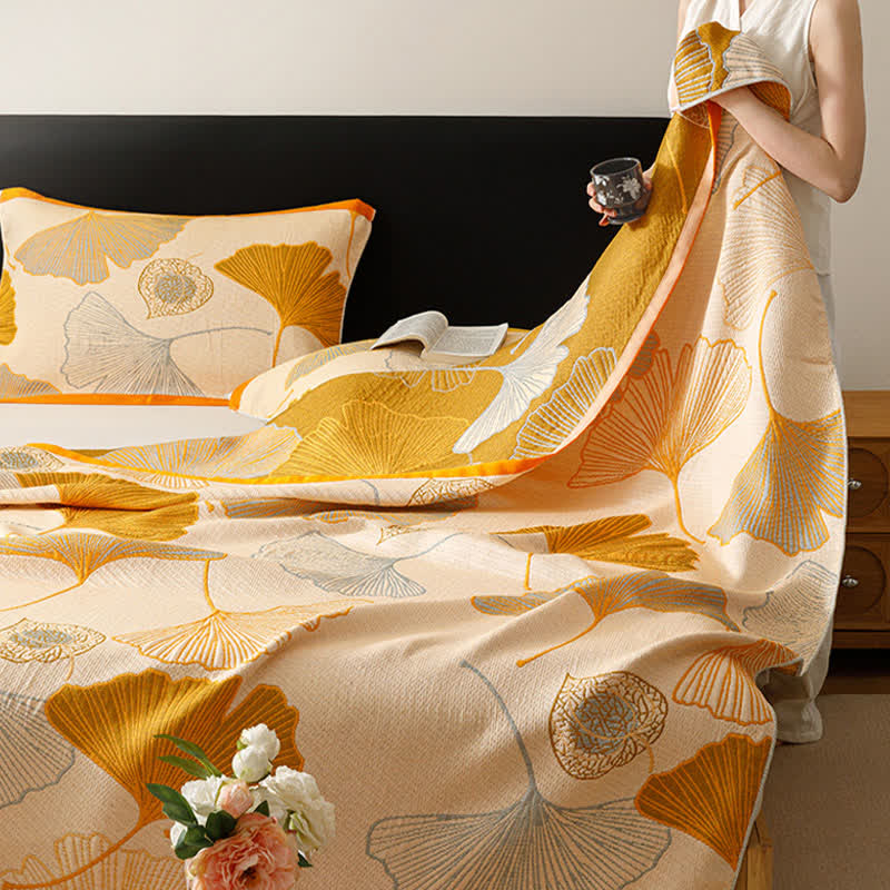 Ownkoti Ginkgo Leaf Cotton Gauze Quilt Blanket - image 2